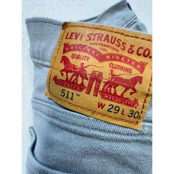 Levis 511 Mens Slim Fit Jeans Size 29Wx30L Light Gray Denim Pockets Casual - Picture 8 of 13